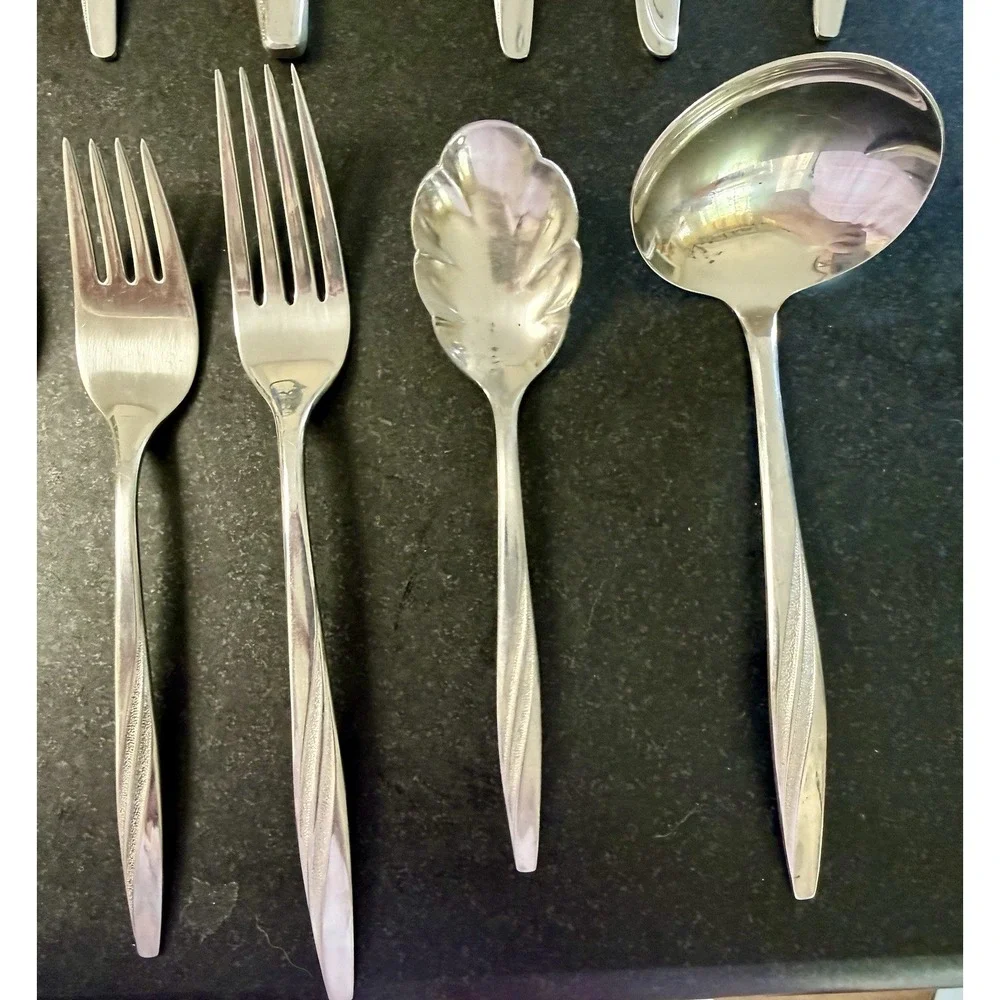 Vintage American Stainless USA Flatware Set 65 Pc MCM Serving Utensils